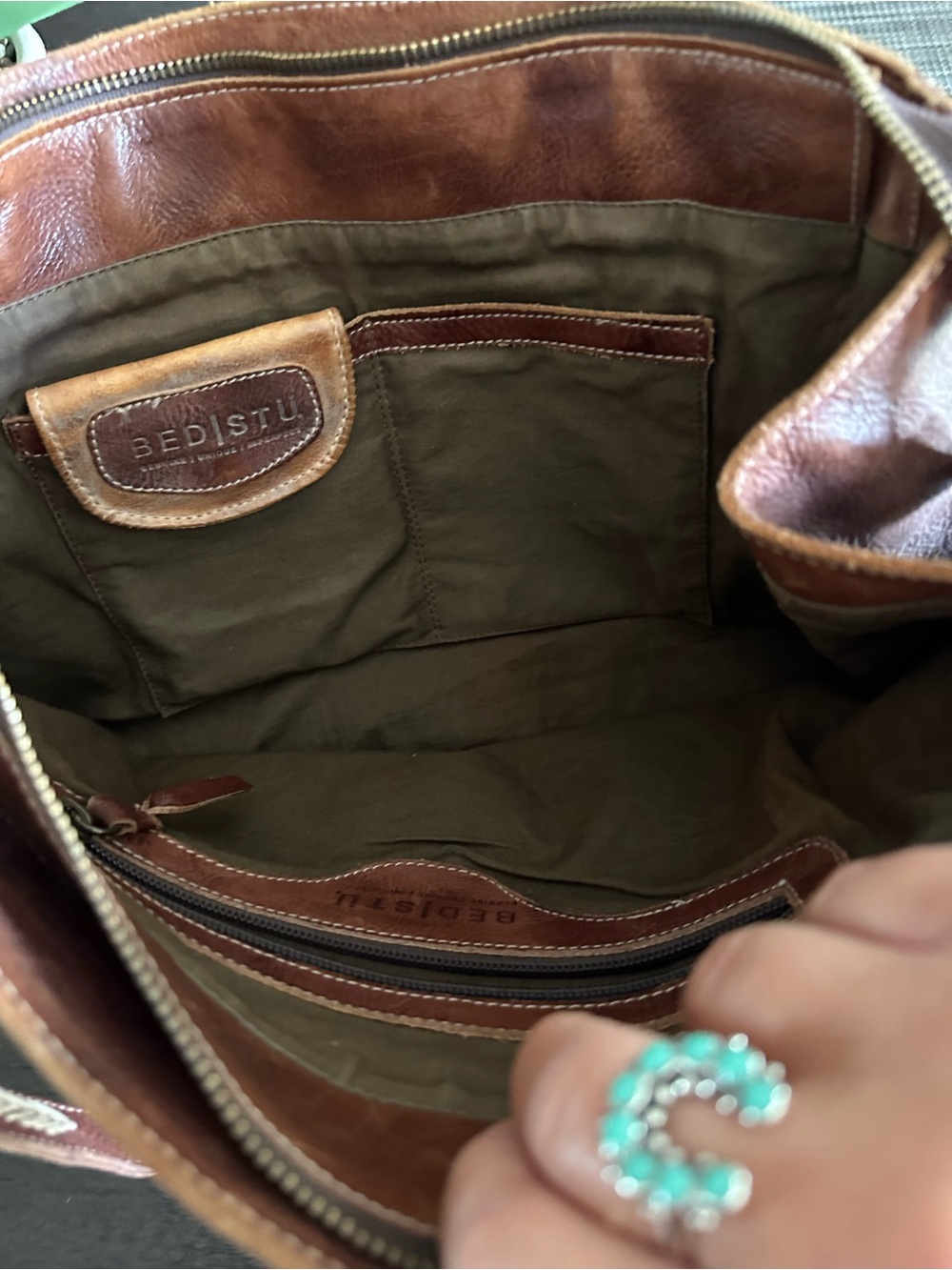 Bed Stu Brown Tan Woven Leather Tote - Picture 8 of 12